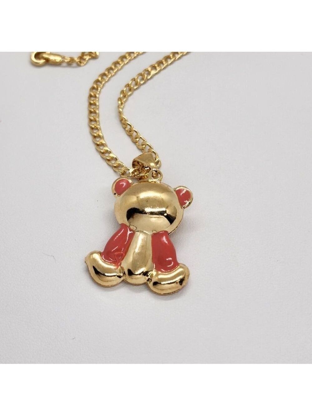 Brand New Brazilian 18k Gold Filled PINK Teddy Bear Necklace - Picture 2 of 4